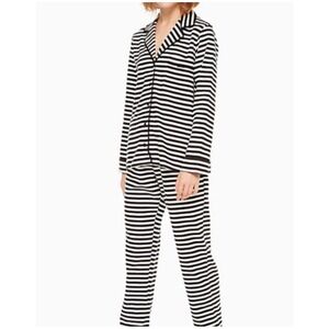 Kate Spade Pajama Set Womens XL Black White Striped Long Sleeve‎ Sleepwear